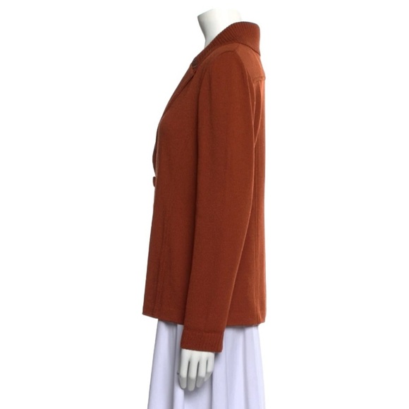 St. John Sports Santana Knit Rust Orange Brown Wool Cardigan Jacket Blazer XL - Picture 2 of 10